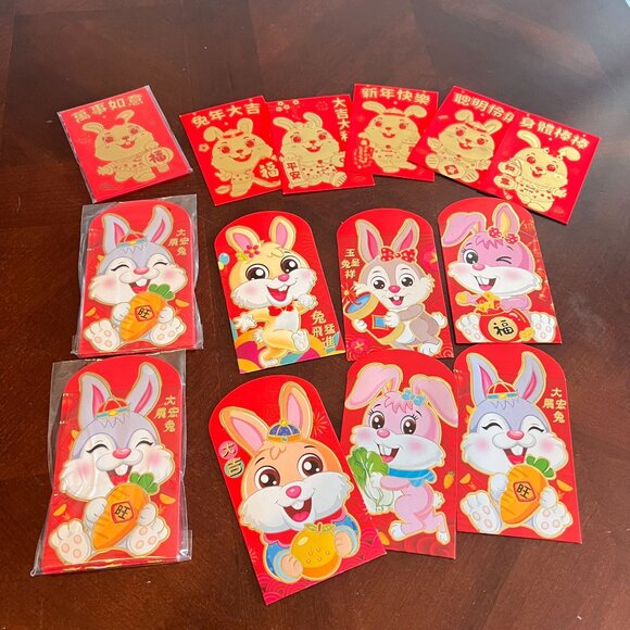 Red Chinese New Year Rabbit-Themed Lucky Money Envelopes 28 lot - Picture 2 of 11